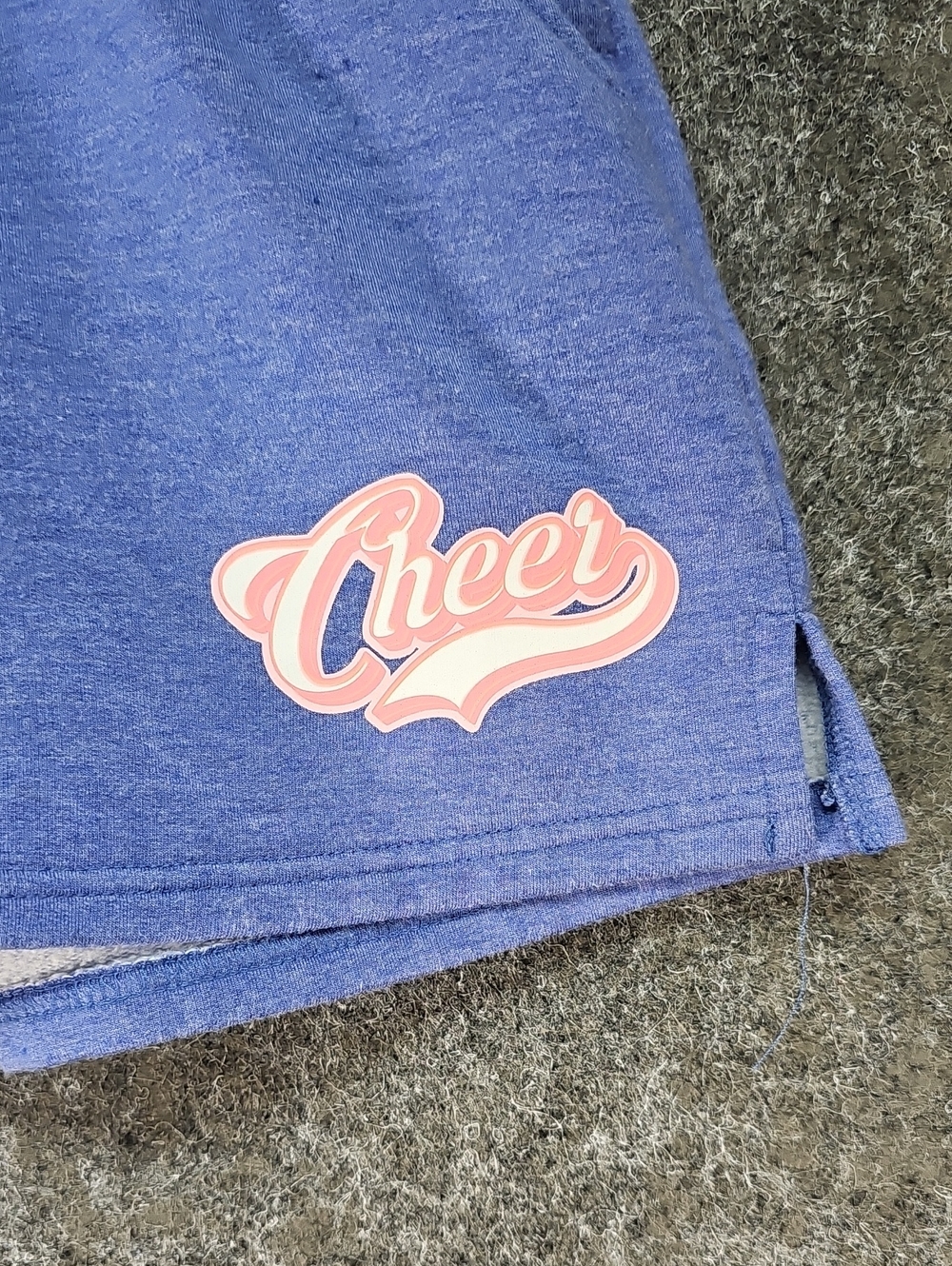 Varsity Spirit Knit Graphic Cheer Shorts, Fleece Lined, Blue Pink, Size Medium - Picture 2 of 7